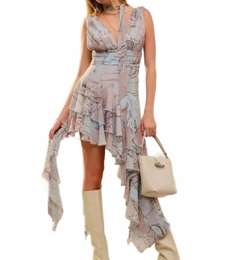 NEW BLUE B women's arianna asymmetrical ruffle scarf dress in blue